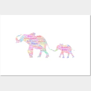 Elephant Animal Wildlife Text Word Cloud Posters and Art